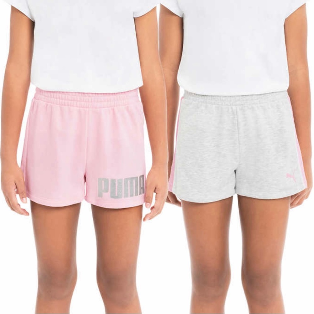 PUMA Youth Girls 2-pack Short, Pink/Gray